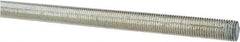 Made in USA - 7/16-20 UNF (Fine), 3' Long, Low Carbon Steel Threaded Rod - Zinc-Plated Finish, Right Hand Thread - Exact Tooling