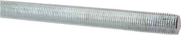 Made in USA - 1/2-20 UNF (Fine), 3' Long, Low Carbon Steel Threaded Rod - Zinc-Plated Finish, Right Hand Thread - Exact Tooling