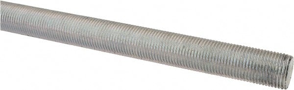 Made in USA - 5/8-18 UNF (Fine), 3' Long, Low Carbon Steel Threaded Rod - Zinc-Plated Finish, Right Hand Thread - Exact Tooling