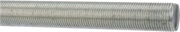 Made in USA - 7/8-14 UNF (Fine), 3' Long, Low Carbon Steel Threaded Rod - Zinc-Plated Finish, Right Hand Thread - Exact Tooling