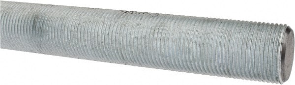 Made in USA - 1-14 UNF (Fine), 3' Long, Low Carbon Steel Threaded Rod - Zinc-Plated Finish, Right Hand Thread - Exact Tooling