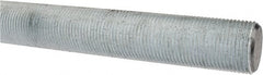 Made in USA - 1-14 UNF (Fine), 3' Long, Low Carbon Steel Threaded Rod - Zinc-Plated Finish, Right Hand Thread - Exact Tooling