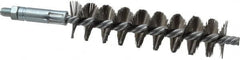 Schaefer Brush - 4" Brush Length, 1" Diam, Double Stem, Single Spiral Tube Brush - 6-1/4" Long, Stainless Steel, 1/4-28 Male Connection - Exact Tooling