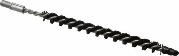Schaefer Brush - 3" Brush Length, 1/4" Diam, Nylon Single Stem, Single Spiral Condenser Tube Brush - 4-1/2" Long, Nylon, 8-32 Male Connection - Exact Tooling