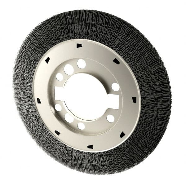 Osborn - 8" OD, 2" Arbor Hole, Crimped Steel Wheel Brush - 1-1/2" Face Width, 1-1/2" Trim Length, 0.008" Filament Diam, 4,500 RPM - Exact Tooling
