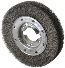 Osborn - 8" OD, 2" Arbor Hole, Crimped Steel Wheel Brush - 1-1/2" Face Width, 1-1/2" Trim Length, 0.0118" Filament Diam, 4,500 RPM - Exact Tooling