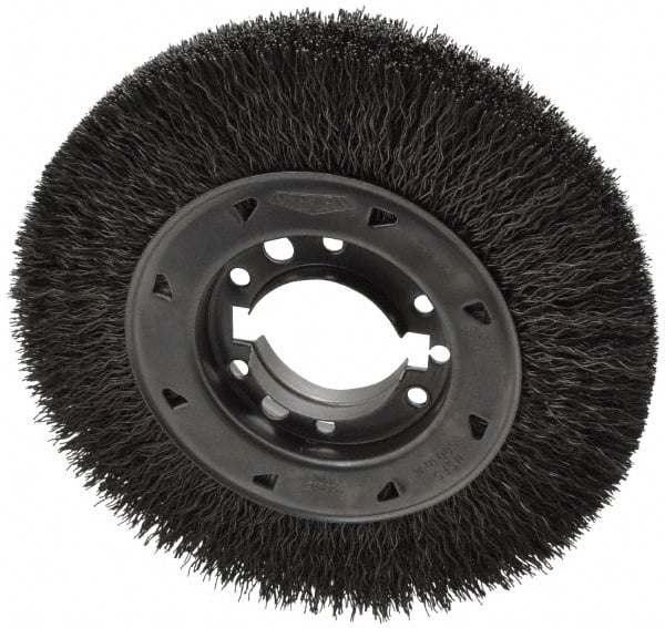 Osborn - 8" OD, 2" Arbor Hole, Crimped Steel Wheel Brush - 1-1/2" Face Width, 1-1/2" Trim Length, 0.02" Filament Diam, 4,500 RPM - Exact Tooling