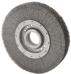 Osborn - 10" OD, 2" Arbor Hole, Crimped Steel Wheel Brush - 2" Face Width, 2-1/8" Trim Length, 0.01" Filament Diam, 3,600 RPM - Exact Tooling