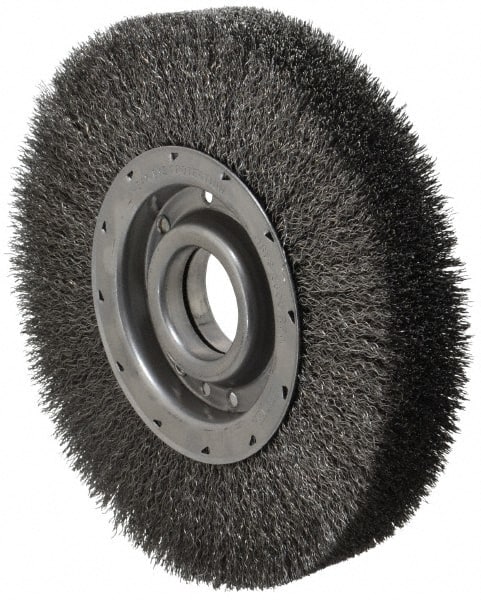 Osborn - 10" OD, 2" Arbor Hole, Crimped Steel Wheel Brush - 2" Face Width, 2-1/8" Trim Length, 0.014" Filament Diam, 3,600 RPM - Exact Tooling