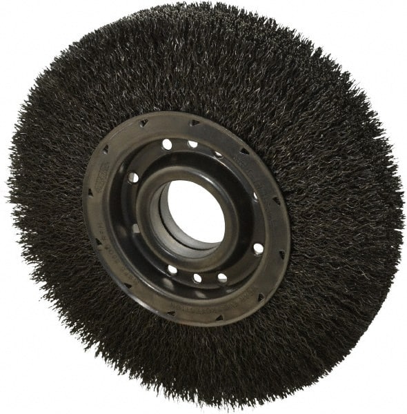 Osborn - 10" OD, 2" Arbor Hole, Crimped Steel Wheel Brush - 2" Face Width, 2-1/8" Trim Length, 0.02" Filament Diam, 3,600 RPM - Exact Tooling
