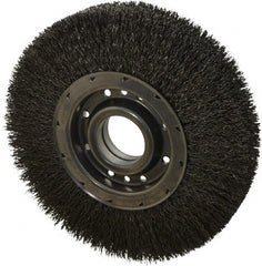 Osborn - 10" OD, 2" Arbor Hole, Crimped Steel Wheel Brush - 2" Face Width, 2-1/8" Trim Length, 0.02" Filament Diam, 3,600 RPM - Exact Tooling