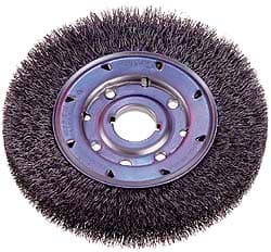 Osborn - 14" OD, 2" Arbor Hole, Crimped Nylon Wheel Brush - 1" Face Width, 2-1/8" Trim Length, 2,400 RPM - Exact Tooling
