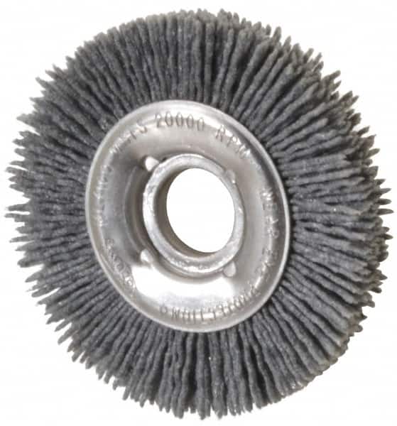 Osborn - 4" OD, 5/8" Arbor Hole, Crimped Nylon Wheel Brush - 1/2" Face Width, 5/8" Trim Length, 20,000 RPM - Exact Tooling