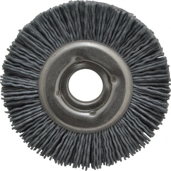 Osborn - 3" OD, 5/8" Arbor Hole, Crimped Nylon Wheel Brush - 1/2" Face Width, 5/8" Trim Length, 20,000 RPM - Exact Tooling