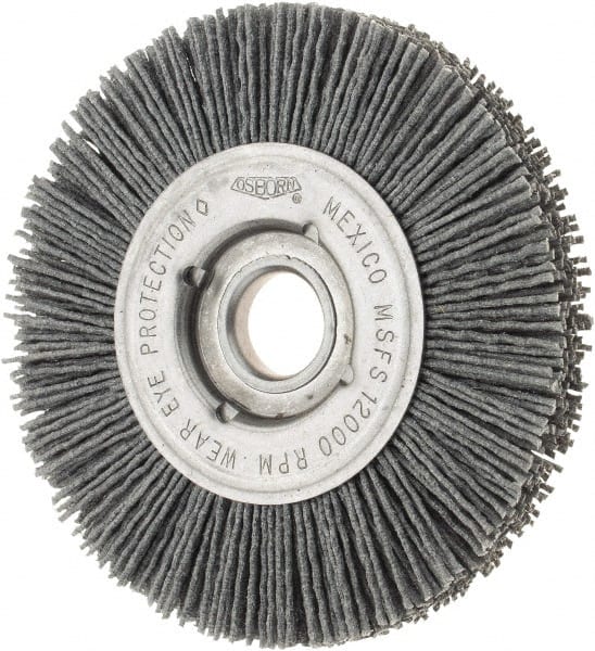 Osborn - 4" OD, 5/8" Arbor Hole, Crimped Nylon Wheel Brush - 5/8" Face Width, 3/4" Trim Length, 12,000 RPM - Exact Tooling