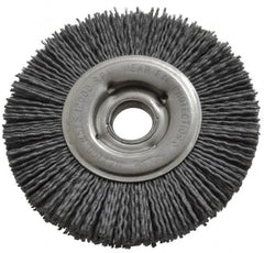 Osborn - 4" OD, 5/8" Arbor Hole, Crimped Nylon Wheel Brush - 5/8" Face Width, 3/4" Trim Length, 12,000 RPM - Exact Tooling