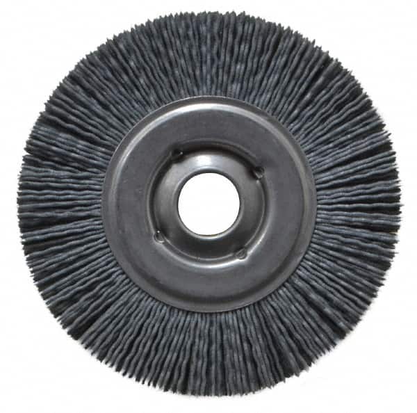 Osborn - 4" OD, 5/8" Arbor Hole, Crimped Nylon Wheel Brush - 5/8" Face Width, 3/4" Trim Length, 12,000 RPM - Exact Tooling