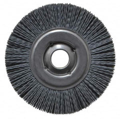 Osborn - 4" OD, 5/8" Arbor Hole, Crimped Nylon Wheel Brush - 5/8" Face Width, 3/4" Trim Length, 12,000 RPM - Exact Tooling