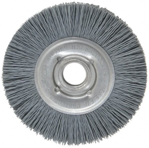 Osborn - 4" OD, 5/8" Arbor Hole, Crimped Nylon Wheel Brush - 5/8" Face Width, 3/4" Trim Length, 12,000 RPM - Exact Tooling