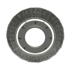 Osborn - 6" OD, 2" Arbor Hole, Crimped Nylon Wheel Brush - 7/8" Face Width, 1-1/16" Trim Length, 6,000 RPM - Exact Tooling