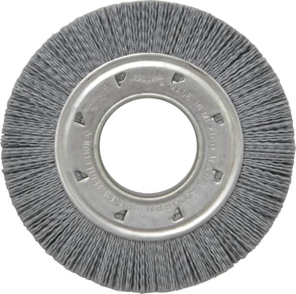 Osborn - 6" OD, 2" Arbor Hole, Crimped Nylon Wheel Brush - 7/8" Face Width, 1-1/16" Trim Length, 6,000 RPM - Exact Tooling