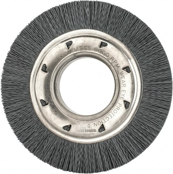 Osborn - 6" OD, 2" Arbor Hole, Crimped Nylon Wheel Brush - 7/8" Face Width, 1-1/16" Trim Length, 6,000 RPM - Exact Tooling