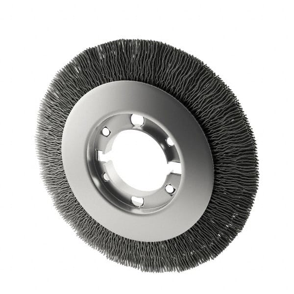 Osborn - 8" OD, 2" Arbor Hole, Crimped Nylon Wheel Brush - 7/8" Face Width, 1-1/2" Trim Length, 4,500 RPM - Exact Tooling