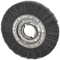 Osborn - 10" OD, 2" Arbor Hole, Crimped Nylon Wheel Brush - 1" Face Width, 2-1/16" Trim Length, 3,600 RPM - Exact Tooling