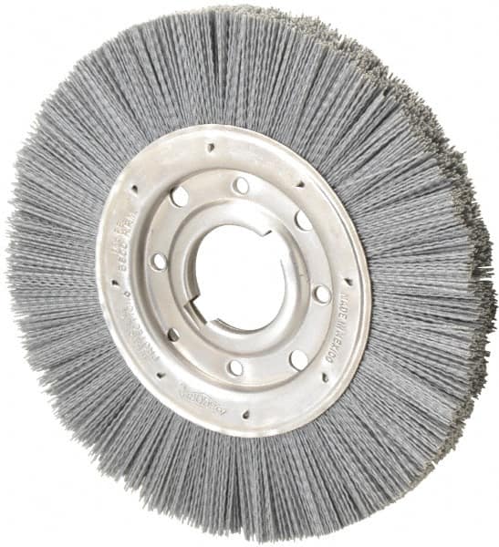 Osborn - 10" OD, 2" Arbor Hole, Crimped Nylon Wheel Brush - 1" Face Width, 2-1/16" Trim Length, 3,600 RPM - Exact Tooling