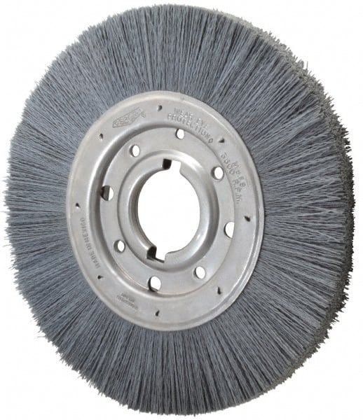 Osborn - 10" OD, 2" Arbor Hole, Crimped Nylon Wheel Brush - 1" Face Width, 2-1/16" Trim Length, 3,600 RPM - Exact Tooling