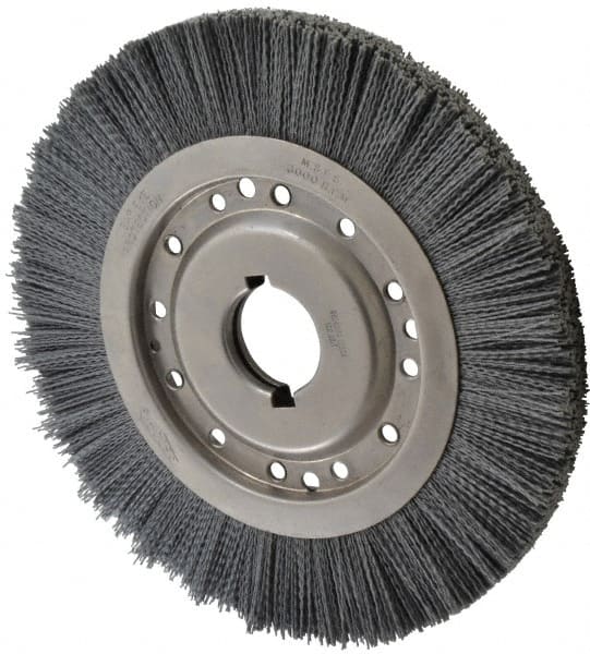Osborn - 12" OD, 2" Arbor Hole, Crimped Nylon Wheel Brush - 1" Face Width, 2-1/8" Trim Length, 3,000 RPM - Exact Tooling