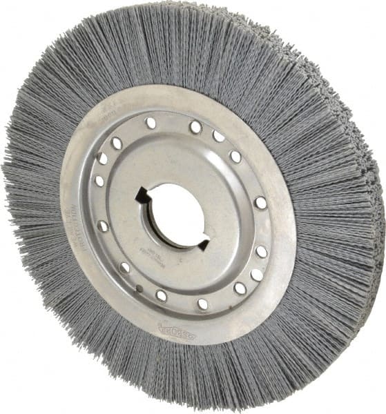 Osborn - 12" OD, 2" Arbor Hole, Crimped Nylon Wheel Brush - 1" Face Width, 2-1/8" Trim Length, 3,000 RPM - Exact Tooling