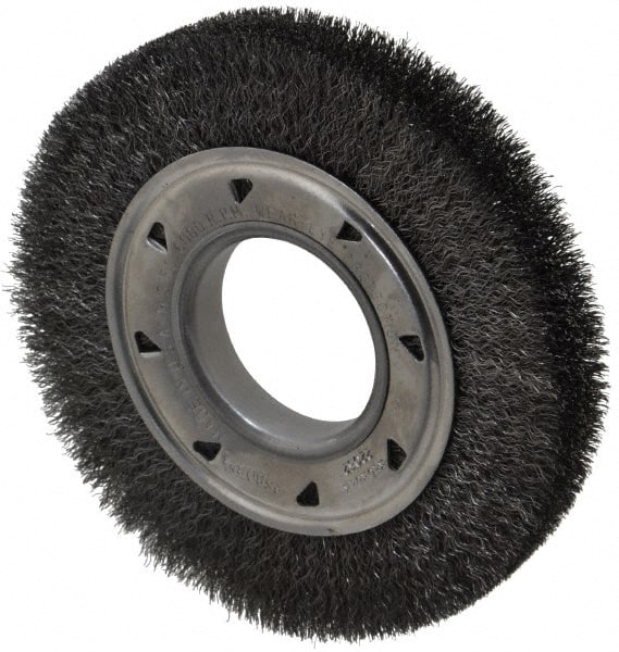 Osborn - 6" OD, 2" Arbor Hole, Crimped Steel Wheel Brush - 7/8" Face Width, 1" Trim Length, 0.008" Filament Diam, 6,000 RPM - Exact Tooling