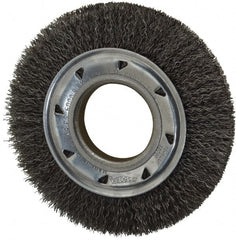 Osborn - 6" OD, 2" Arbor Hole, Crimped Steel Wheel Brush - 7/8" Face Width, 1" Trim Length, 0.014" Filament Diam, 6,000 RPM - Exact Tooling