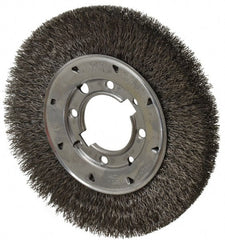 Osborn - 8" OD, 2" Arbor Hole, Crimped Steel Wheel Brush - 5/8" Face Width, 1-1/2" Trim Length, 0.014" Filament Diam, 4,500 RPM - Exact Tooling