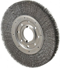 Osborn - 10" OD, 2" Arbor Hole, Crimped Steel Wheel Brush - 1-1/4" Face Width, 2" Trim Length, 0.0118" Filament Diam, 3,600 RPM - Exact Tooling