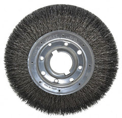 Osborn - 10" OD, 2" Arbor Hole, Crimped Steel Wheel Brush - 1-1/4" Face Width, 2" Trim Length, 0.02" Filament Diam, 3,600 RPM - Exact Tooling
