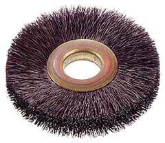 Osborn - 14" OD, 5-1/4" Arbor Hole, Crimped Nylon Wheel Brush - 5/8" Face Width, 3-7/8" Trim Length, 3,000 RPM - Exact Tooling