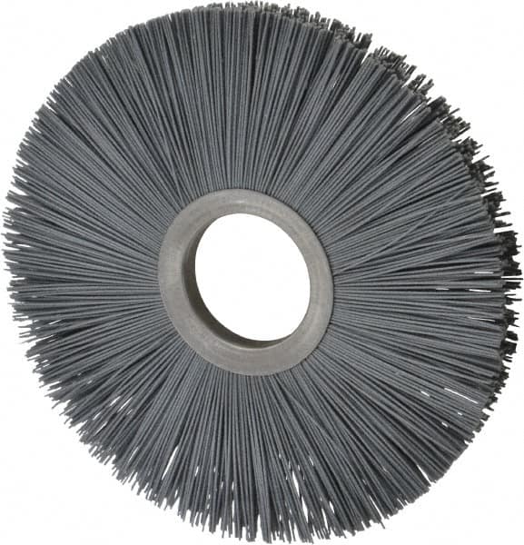 Osborn - 8" OD, 2" Arbor Hole, Crimped Nylon Wheel Brush - 1/2" Face Width, 2-5/8" Trim Length, 5,500 RPM - Exact Tooling