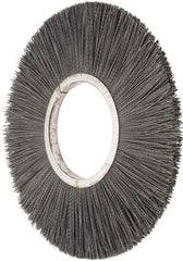 Osborn - 14" OD, 5-1/4" Arbor Hole, Crimped Nylon Wheel Brush - 5/8" Face Width, 3-7/8" Trim Length, 3,000 RPM - Exact Tooling
