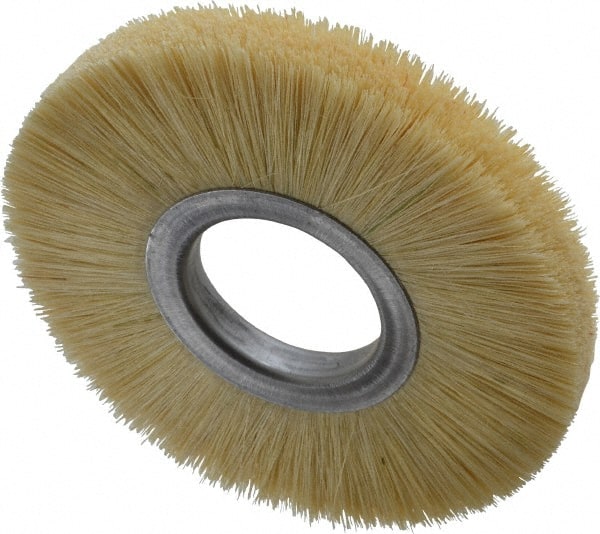Osborn - 6" OD, 2" Arbor Hole, Crimped Natural Fiber Wheel Brush - 17/32" Face Width, 1-5/8" Trim Length, 6,000 RPM - Exact Tooling