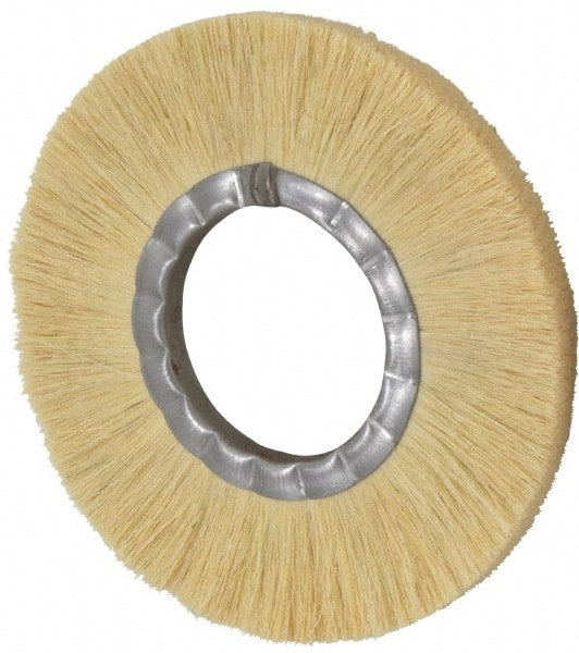 Osborn - 8" OD, 3-1/4" Arbor Hole, Crimped Natural Fiber Wheel Brush - 17/32" Face Width, 1-7/8" Trim Length, 4,800 RPM - Exact Tooling