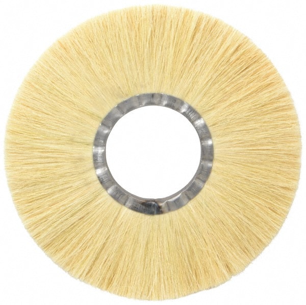 Osborn - 10" OD, 3-1/4" Arbor Hole, Crimped Natural Fiber Wheel Brush - 17/32" Face Width, 2-7/8" Trim Length, 4,250 RPM - Exact Tooling