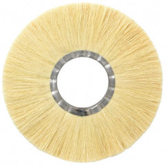 Osborn - 10" OD, 3-1/4" Arbor Hole, Crimped Natural Fiber Wheel Brush - 17/32" Face Width, 2-7/8" Trim Length, 4,250 RPM - Exact Tooling