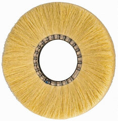 Osborn - 12" OD, 4-1/4" Arbor Hole, Crimped Natural Fiber Wheel Brush - 17/32" Face Width, 3-3/8" Trim Length, 3,600 RPM - Exact Tooling