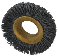 Osborn - 1-1/2" OD, 1/2" Arbor Hole, Crimped Nylon Wheel Brush - 1/4" Face Width, 1/4" Trim Length, 20,000 RPM - Exact Tooling
