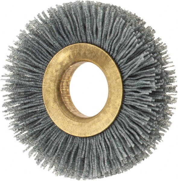 Osborn - 2" OD, 5/8" Arbor Hole, Crimped Nylon Wheel Brush - 3/8" Face Width, 7/16" Trim Length, 15,000 RPM - Exact Tooling