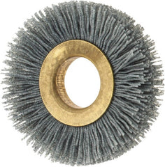 Osborn - 2" OD, 5/8" Arbor Hole, Crimped Nylon Wheel Brush - 3/8" Face Width, 7/16" Trim Length, 15,000 RPM - Exact Tooling