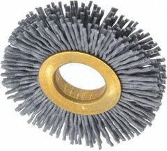 Osborn - 2" OD, 5/8" Arbor Hole, Crimped Nylon Wheel Brush - 3/8" Face Width, 7/16" Trim Length, 15,000 RPM - Exact Tooling