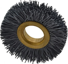 Osborn - 2" OD, 5/8" Arbor Hole, Crimped Nylon Wheel Brush - 3/8" Face Width, 7/16" Trim Length, 15,000 RPM - Exact Tooling